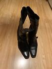 Janita Black Leather Kitten Heel Square Toe Boots Size 40 (UK 7).Made In Finland