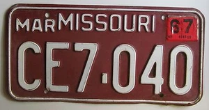 Missouri 1967 SINGLE PLATE YEAR License Plate NICE QUALITY # CE7-040 - Picture 1 of 1