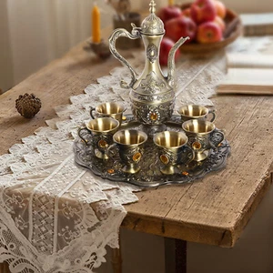 Vintage 6 Pieces Plated Princess Coffee Tea Set Serving Tray Pots Sugar Creamer - Picture 1 of 24