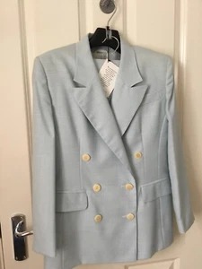 NEW LABELS PRECIS LIGHT BLUE DUCK EGG WHITE CHECK JACKET SKIRT SUIT 12 - 14 - Picture 1 of 11