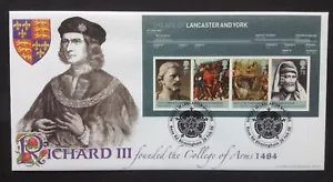 GB Bradbury 2008 Kings Lancaster & York M/Sheet on First Day Cover, Rose Rd SHS - Picture 1 of 2