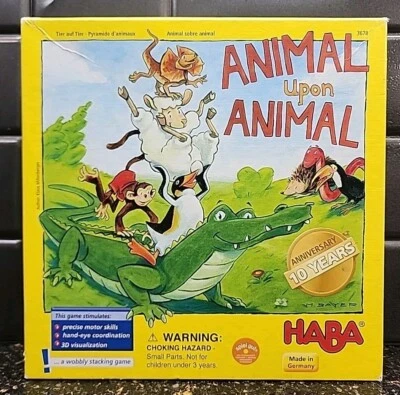 HABA Animal Upon Animal Board Game 3678 10th Anniversary Wobbly Stackin Complete - Image 1 of 4