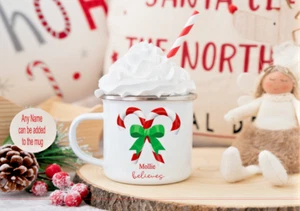 Personalised Christmas Candy Cane mug, Christmas gift customised, Believe - Picture 1 of 5