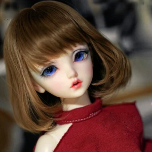 Peluca de pelo de muñeca Bjd 1/6 6-7" 15-17 cm Bob marrón cálido rollo hacia adentro estilo hinchable X-z6 - Imagen 1 de 2