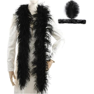Flauschige schwarze Straußenfeder Boa - Must-Have 2-Yard Zubehör für alle Veranstaltungen - Bild 1 von 7