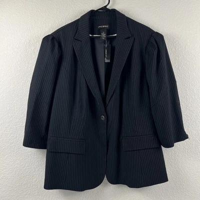 Blazer Lane Bryant Mujer Talla 22 Negro Rayas 1 Botón Mangas 3/4 Nuevo con Etiquetas Foto 1 de 4