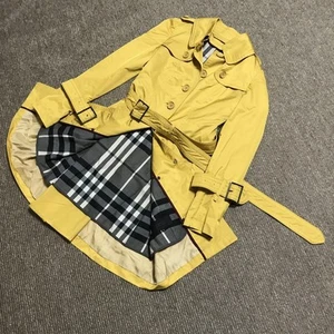 Burberry Black Label Trench Coat Nova Check Polyester Yellow Size M Women - Picture 1 of 24
