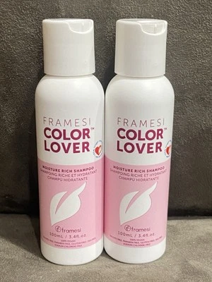 FRAMESI COLOR LOVER MOISTURE RICH SHAMPOO - VEGAN - 3.4 OZ TRAVEL SIZE - 2 PACK! - Image 1 of 4