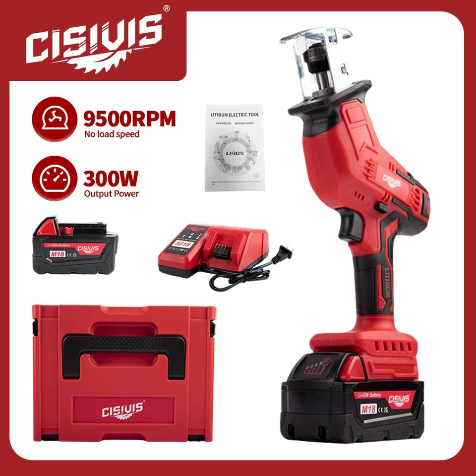 Sierra recíproca inalámbrica Cisivis 18V - Compatibilidad batería Milwaukee M18 Foto 1 de 4