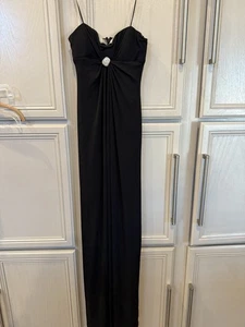 Vintage Y2K Mary L Couture elegantes schwarzes Seidenkleid Gr. 2 Cache - Bild 1 von 11