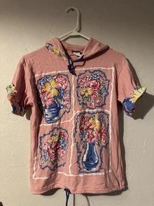 Camisa de manga corta vintage floral para niños hecha en EE. UU. talla 10/12 - Imagen 1 de 10