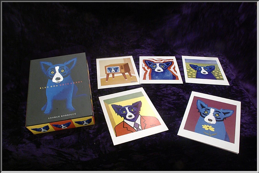 Vtg 2000 Artist George Rodrigue Blue Dog 15 Note Cards w/ Envelopes  NIB - Image 1 of 1