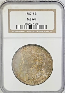 1887 Morgan Silver Dollar MS64 NGC - Picture 1 of 2
