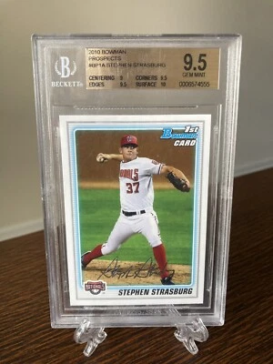 2010 1ST Bowman Prospect Stephen Strasburg BGS 9.5 Surface 10 Pre Rookie RC HOF? Foto 1 de 2