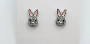 Kate Spade NY Make Magic Bunny Rabbit stud earrings fuzzy bunny tail backs NWT - Picture 1 of 5