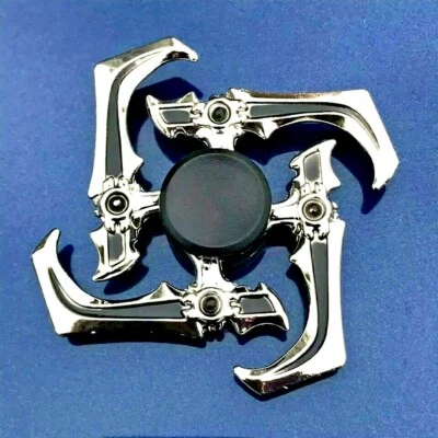 Cool Black Silver Fidget Spinner Toy All Metal Boys Girls Kids Adults ADHD Focus - Image 1 of 4