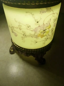 Mid Century Luminar Flower Raised Stamens White Glass & Brass Cylinder 4" x 4" - Picture 1 of 7
