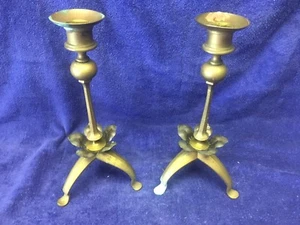 Antique European Victorian Flower Brass Candle Holder Candlestick - Picture 1 of 12