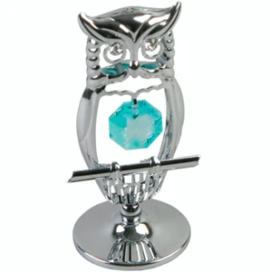 OWL Swarovski Crystal Elements Ornament Chrome Plated Gift Keepsake *EL167 - Picture 1 of 4