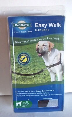 PetSafe Easy Walk Harness Large (26"- 36" Girth) Black & Silver Nylon 41641AN - Image 1 of 4