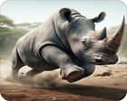 African RHino Running  Mousepad 7 x 9 Wilderness Art mouse pad