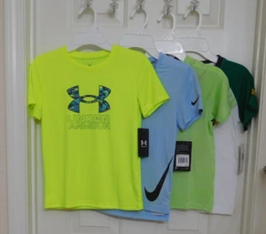 NWT 4 Boys Nike & Under Armour Short Sleeve Shirts sz 7 - Picture 1 of 3
