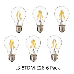 Artiva USA Dimmable LED Filament Bulbs, Warm White, 8 W, Set of 6 - Picture 1 of 1