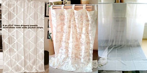 VTG sheers: 2 panels w/ lace inserts, 4 panels 4x7 + 2 long random panels - Picture 1 of 27