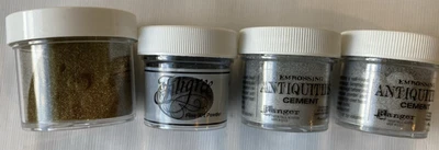 Lote de 4 frascos - Polvos de relieve surtidos - oro, plata, cemento - tarjetas - #1053 Foto 1 de 4