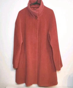 Hilary Radley Women’s Size 12 Suri Alpaca/Wool Blend Red Long Overcoat Coat - Picture 1 of 12
