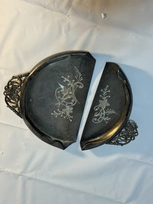  Silver Plate Butler Crumb Pan Catcher Set Antique - Image 1 of 3