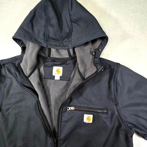 Carhartt Hooded Softshell Jacket Full Zip Black Mens Medium Workwear Activewear - Picture 1 of 11