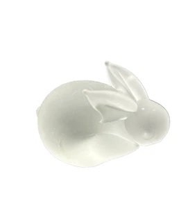 VINTAGE CROWNING TOUCH FROSTED SATIN GLASS RABBIT FIGURINE PAPERWEIGHT 3" LONG - Picture 1 of 6