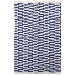 Handmade Cotton Kilim Rug 4x6 ft Woven Flatweave Natural Rugs Carpet - Picture 1 of 5