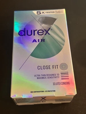 New Durex Air CLOSE FIT Thin Maximum Sensitivity 10 latex Condoms - Image 1 of 4