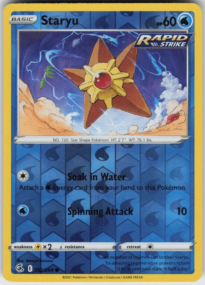 PO-06 Reverse Holo Staryu 052/264 SWSH08: Fusion Strike - Image 1 of 1