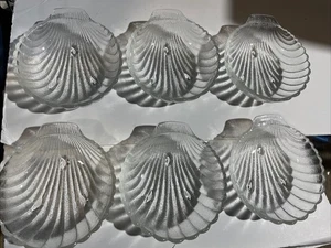 VTG Anchor Hocking Footed Glass Scallop Shell Bowl Textured 5.75” Candy Dish X 6 - Picture 1 of 5