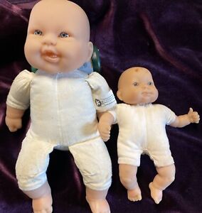 Lot of 2 JC Toys Berenguer Cloth Body Mini Baby & Sound Box Dolls  Tongue Out