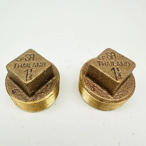 2-Pack Solid Plug Square Head Threaded Fitting Bronze LF SA # 1-1/4" - Picture 1 of 5