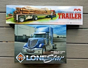 MOEBIUS 1/25 INTERNATIONAL LONESTAR TRUCK & 48' FLATBED TRAILER SET MODEL KITS  - Picture 1 of 5