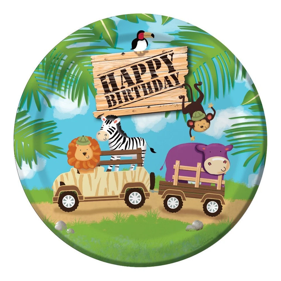 Safari Adventure Jungle Animals Kids 1st Birthday Party 9" Paper Dinner Plates - Image 1 of 1