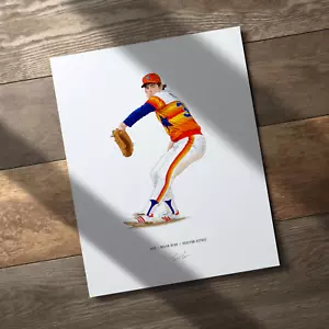 Nolan Ryan Houston Astros V2 Baseball 8x10 Print Poster Art Illustrated - Picture 1 of 10