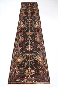 11 ft Hallway Tribal brown Runner Rug Afghan Hand Knotted Wool Bedroom Rug - Picture 1 of 9