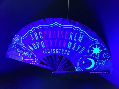 Satan 14" UV Brillo Bambú Clack Ventilador para Fiestas Circuito Foto 1 de 3