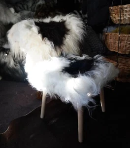 European Designed & Made Icelandic Sheepskin Covered Beechwood Stool - - Picture 1 of 10