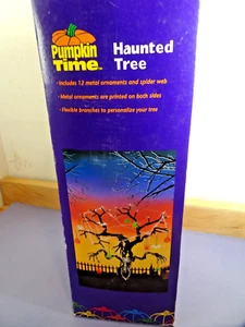 Vintage Pumpkin Time HAUNTED TREE w/Ornaments & Spider Web NEW - Picture 1 of 2