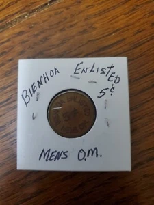 5 Cent Bienhoa Enlisted Mens OM MPC Token South Viet Nam Vintage Rare - Picture 1 of 4