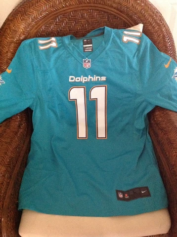 Miami Dolphins NFL Jersey Retail $100 mike wallace new with tags Size L Men's Cover