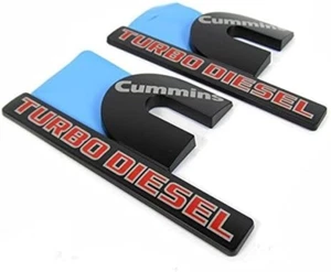 Confezione da 2 Distintivi Compatibili con Cummins Turbo Emblema 2500 3500 Emblema Opaco Big Black - Foto 1 di 12