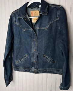 CHAQUETA VAQUERA Levi Strauss Mujer L Remache Original Camionero Med Wash Snap NUEVA $108 - Imagen 1 de 24